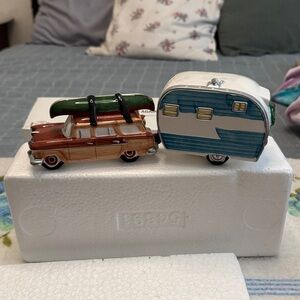Department 56 Brown and Blue Vintage Car with Trailer Decor
